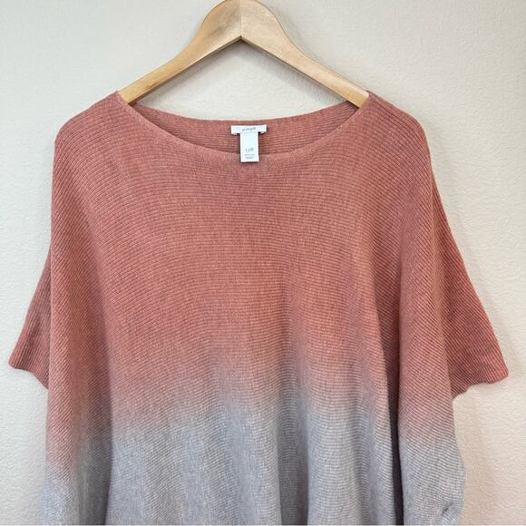 J Jill Pure Jill  Poncho Sweayer Cotton Salmon Gray Ombré OZ Casual Relaxed - Picture 6 of 12